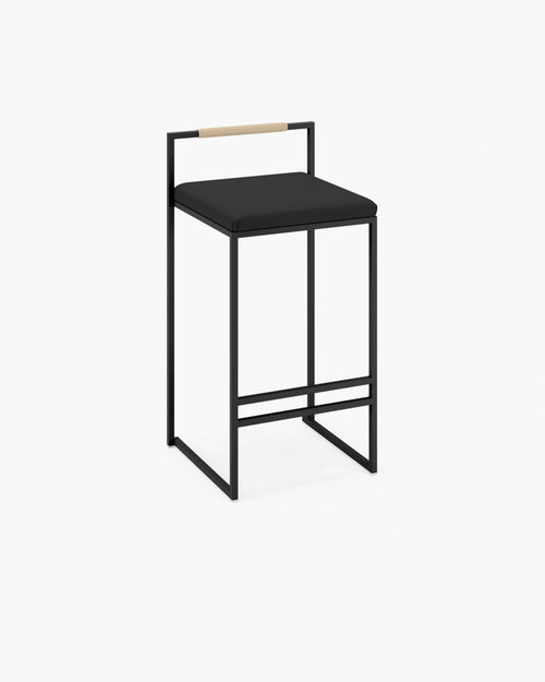 Freja Barhocker - Schwarz - Jade black leder - Latte