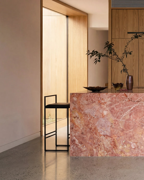 Bar Stool Freja styled in a soft rose-toned interior
