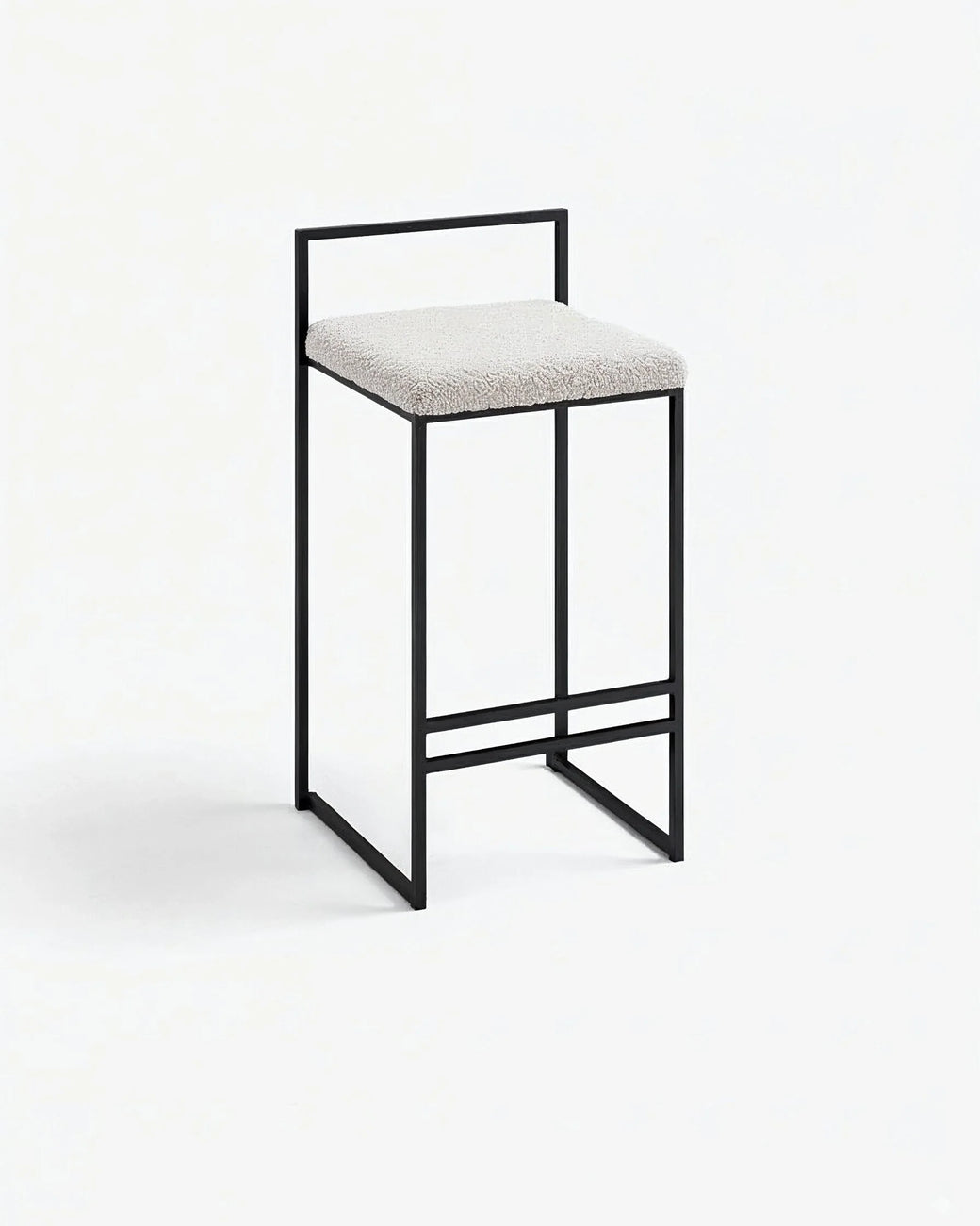 Freja Bar stool - Black - Ivory bouclé