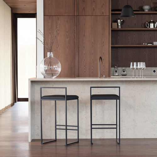 Tabouret de bar Freja - Noir - Cuir Jade black