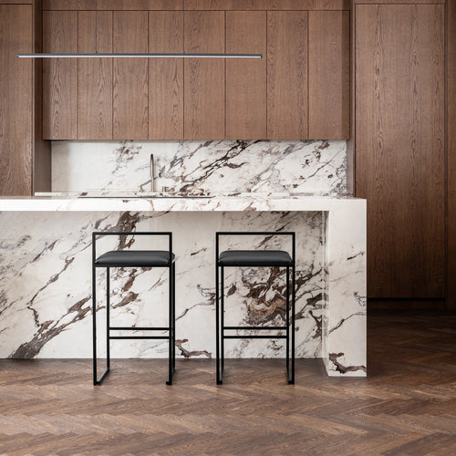 Tabouret de bar Freja - Noir - Cuir Jade black
