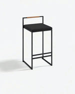 Freja Bar stool - Black - Jade black leather - Coffee bean