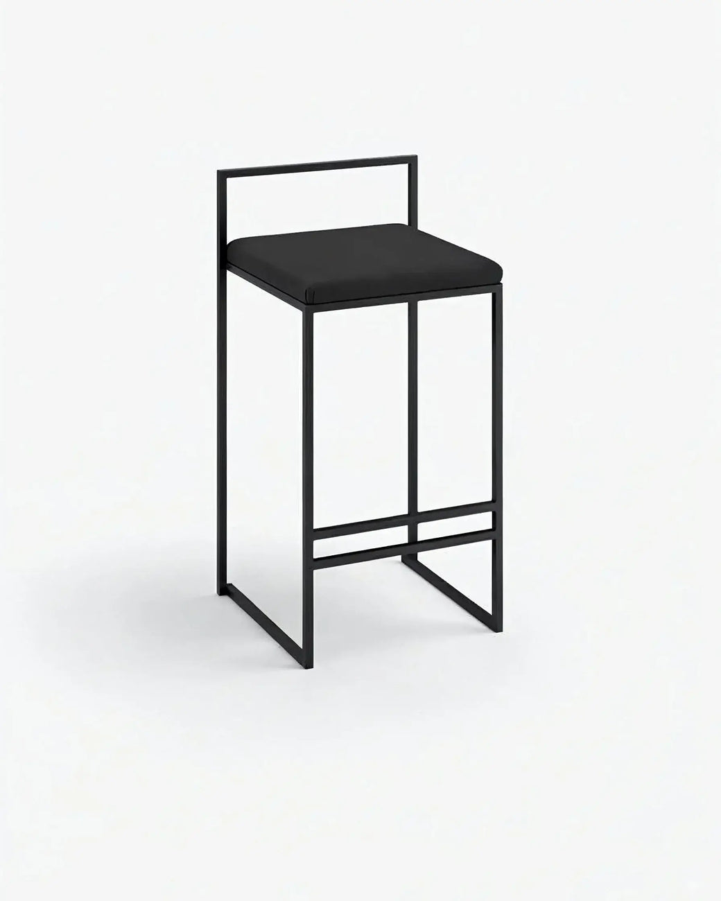 Bar Stool Freja with black frame and cushion, designed for kitchen islands and bar counters.