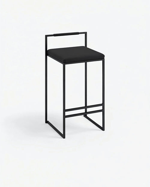 Freja Bar stool - Black - Jade black leather - Jade black