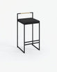 Freja Bar stool - Black - Jade black leather - Latte