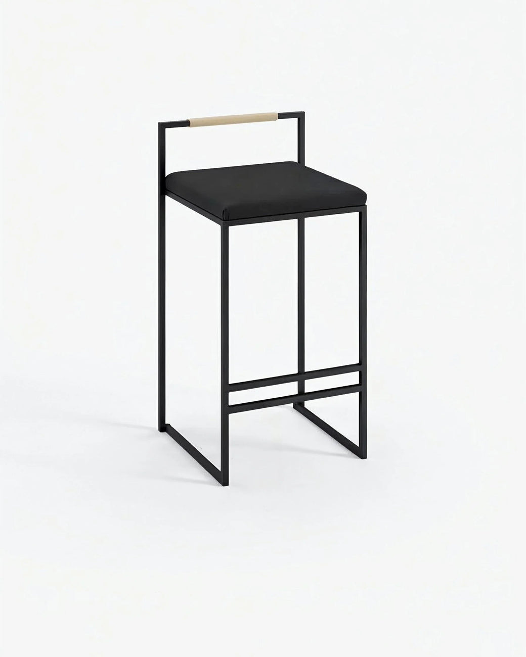 Freja Bar stool - Black - Jade black leather - Latte