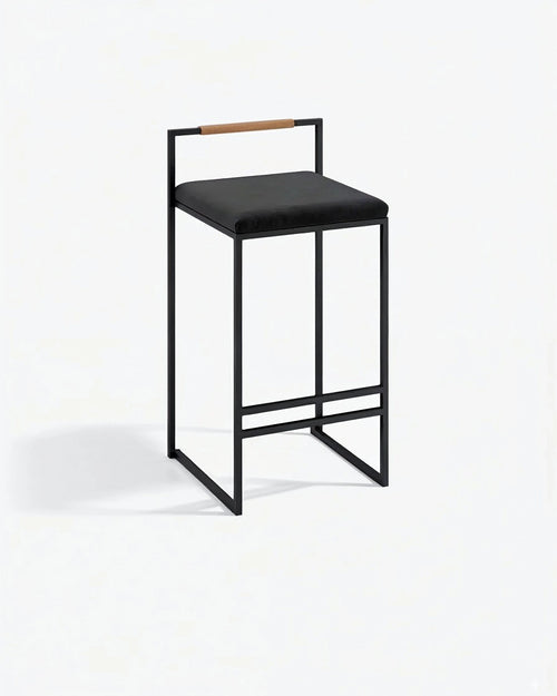 Freja Bar stool - Black - Jade black velvet - Coffee bean