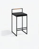 Freja Bar stool - Black - Jade black velvet - Coffee bean
