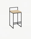 Freja Bar stool - Black - Latte leather
