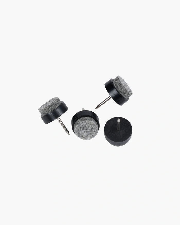 Furniture pads for floor protection, featuring durable nail design, stylish gray felt surfaces, and easy installation.