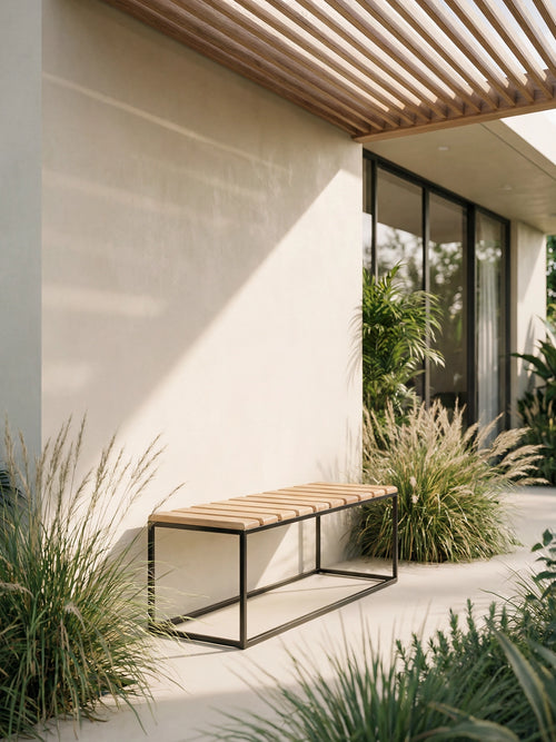 Garden Bench - Hedvid - Black Frame & Teak