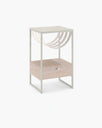 Table de chevet Iris - Beige - Cuir Sand - Dekton Lunar