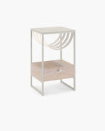 Table de chevet Iris - Beige - Cuir Sand - Dekton Lunar