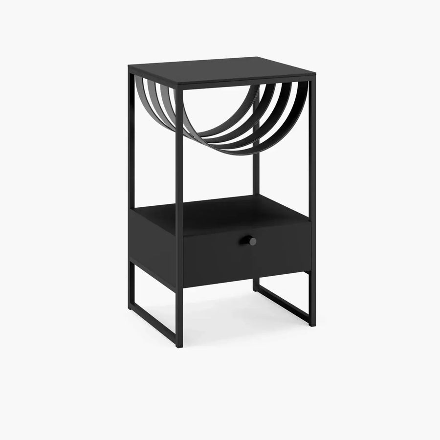 Bedside Table Iris – Black Frame – Black Laminate Top