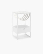 Iris Sängbord - Vit - Ivory läder - Entzo dekton