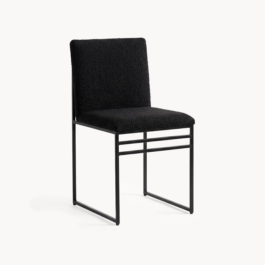 Matstol Isabell – Svart ram – Black bouclé