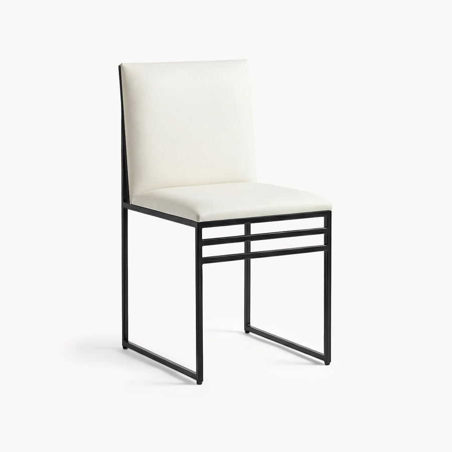 Dining Chair Isabell – Black Frame – Ivory Leather