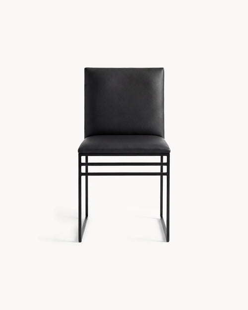 Dining chair Isabell - Black Frame - Jade black leather Cushion