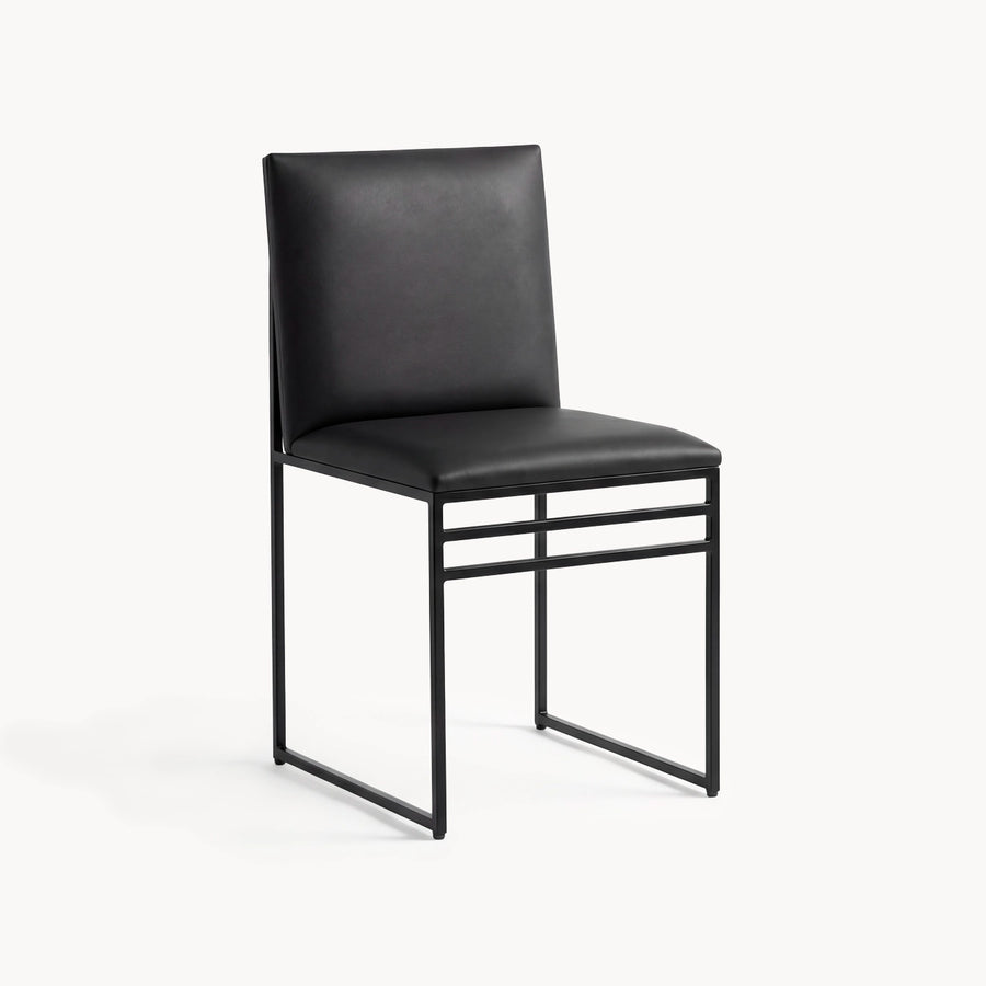 Chaise de salle à manger Isabell – Piètement noir – Cuir Jade Black