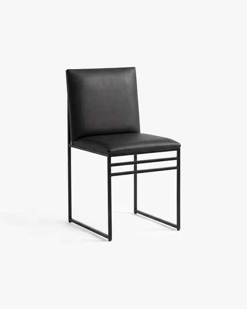 Dining chair Isabell - Black Frame - Jade black leather Cushion