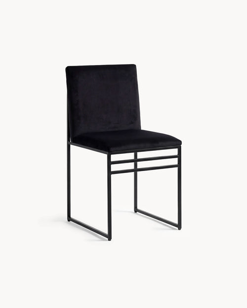 Dining chair Isabell - Black Frame - Jade black velvet Cushion