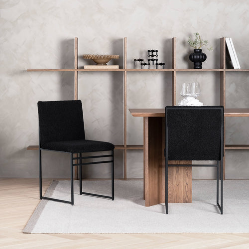 Isabell Dining chair - Black - Black bouclé