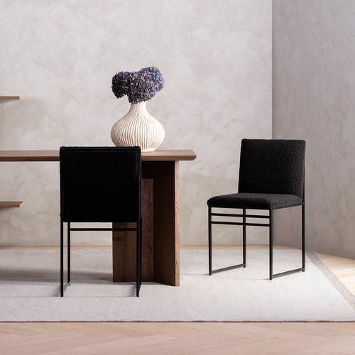 Isabell Dining chair - Black - Black bouclé
