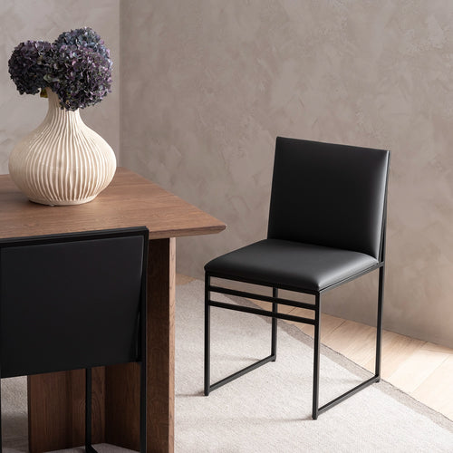 Isabell Dining chair - Black - Jade black leather