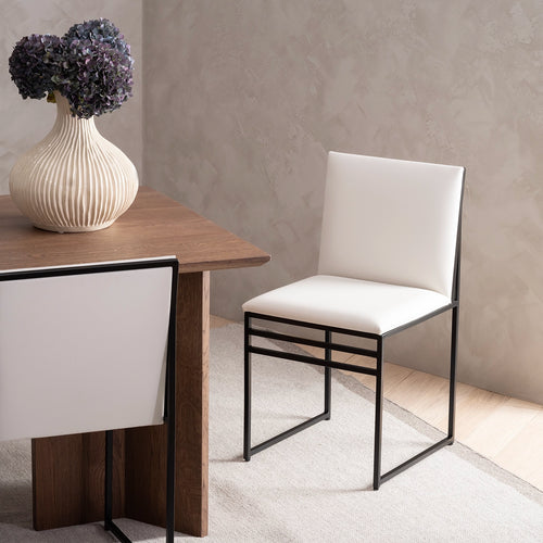 Isabell Dining chair - Black - Ivory leather