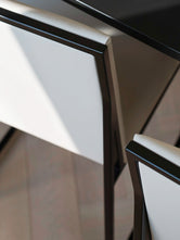 Dining chair Isabell - Black Frame - Ivory leather Cushion