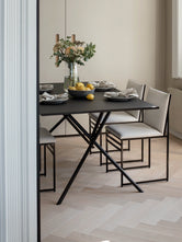 Dining chair Isabell - Black Frame - Ivory leather Cushion