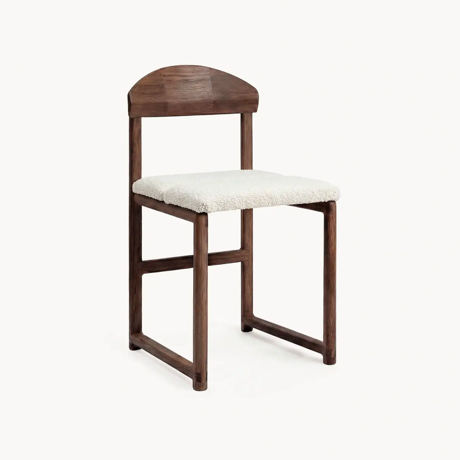 Oak Dining Chair Karin – Dark Oak – Ivory Bouclé