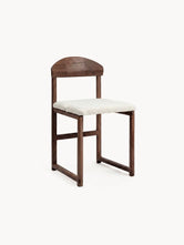 Karin Chaise de salle à manger – Chêne foncé – Bouclé ivoire
