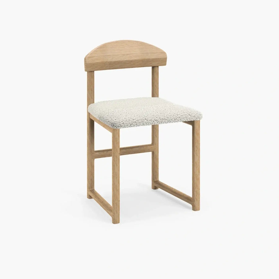 Oak Dining Chair Karin – Oak – Ivory Bouclé