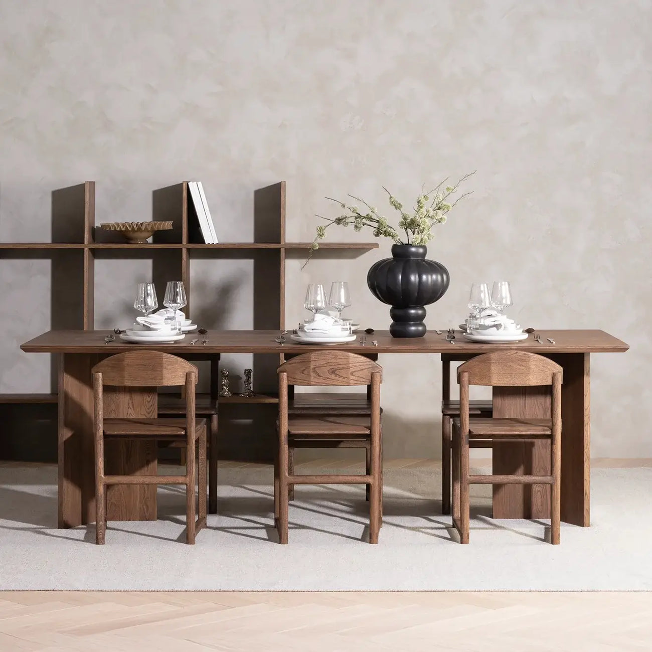 Karin Dining Chair – Dark Oak Wooden Seat, Scandinavian Design | by Crea
