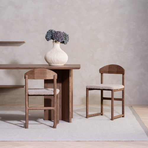 Karin Dining chair - Dark oak - Greige bouclé