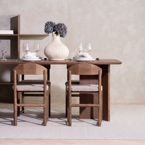 Karin Dining chair - Dark oak - Greige bouclé
