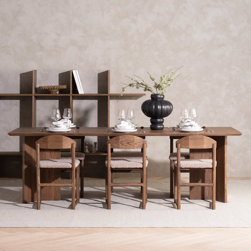 Karin Dining chair - Dark oak - Greige bouclé