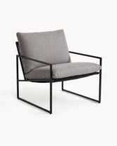 Outdoor lounge chair Kenny in black frame with fossil acrylic cushion, stylish and modern design