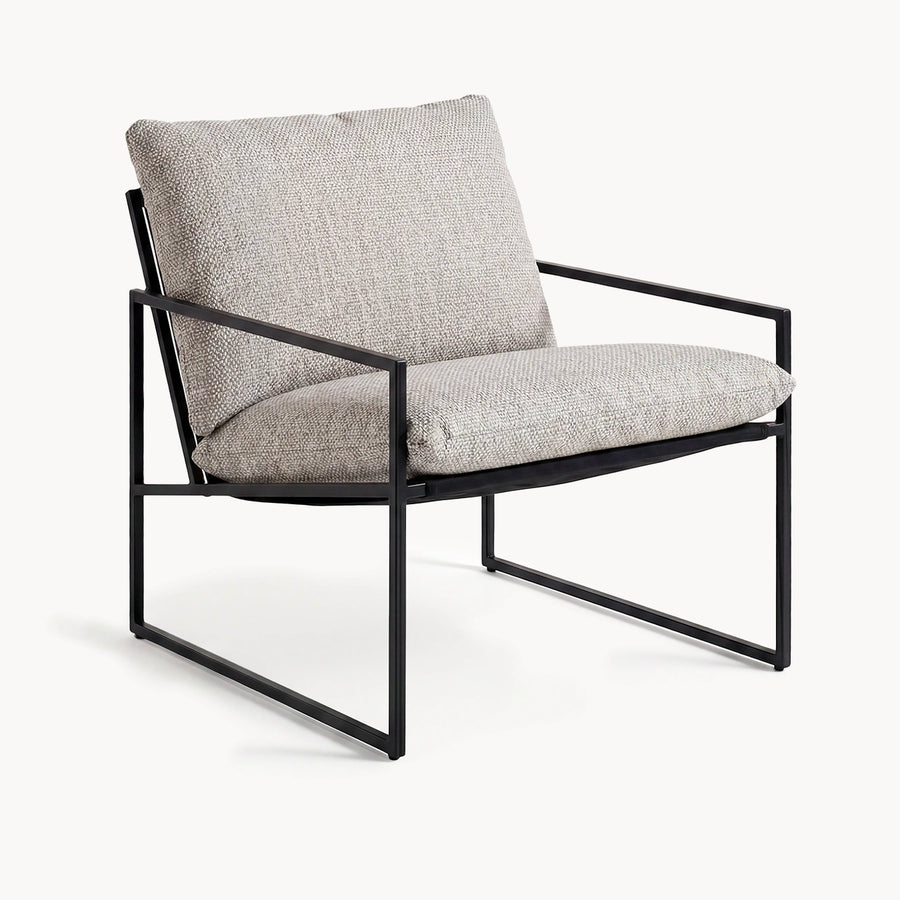 Garden Lounge Chair Kenny – Black Frame – Oat Cushion