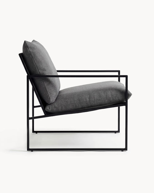 Outdoor lounge chair Kenny - Black Frame - Onyx Acrylic Cushion