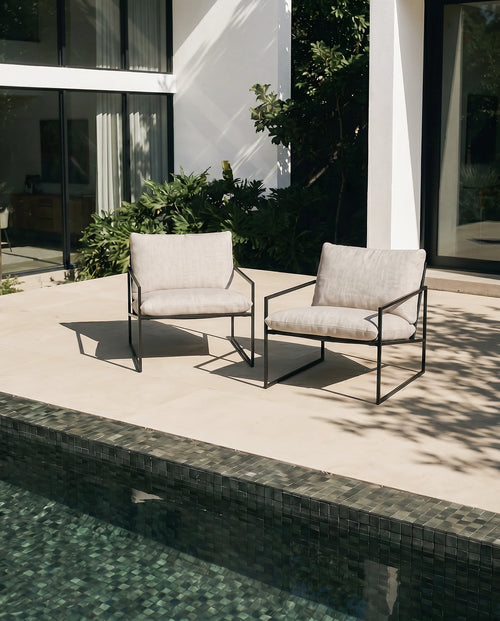 Outdoor Loungesessel Kenny – Schwarzer Rahmen – Oat