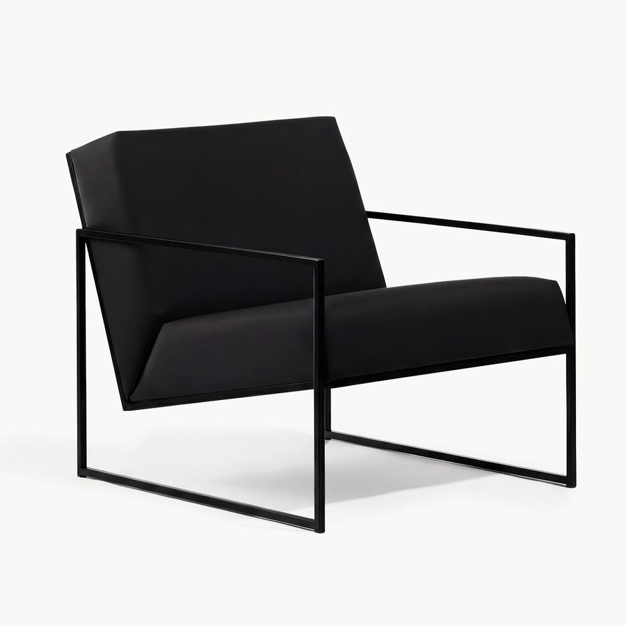 Fauteuil Kent – Piètement noir – Cuir Jade Black