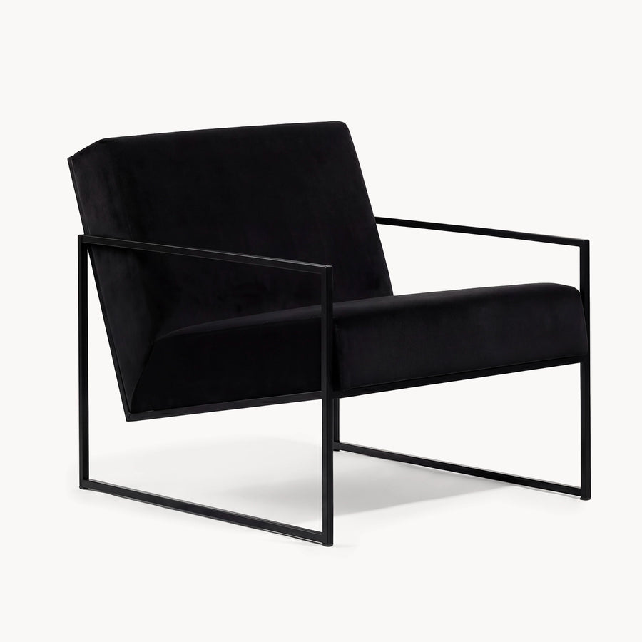 Fauteuil Kent – Piètement noir – Velours Jade Black