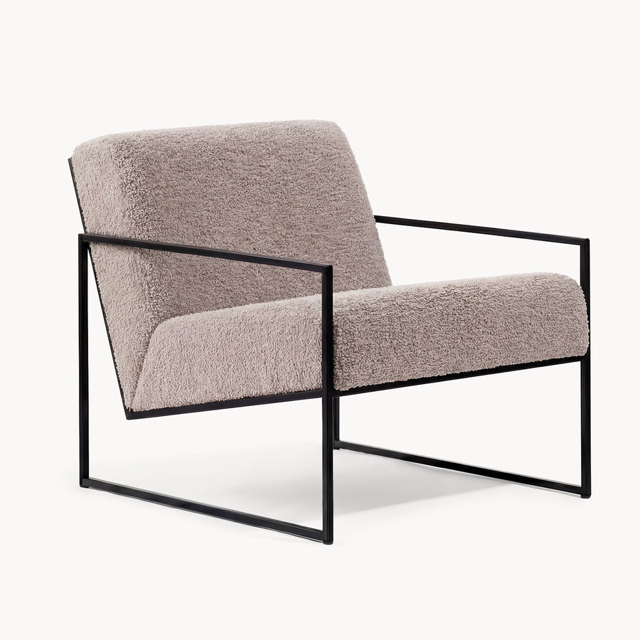 Fauteuil Kent – Piètement noir – Bouclette Greige