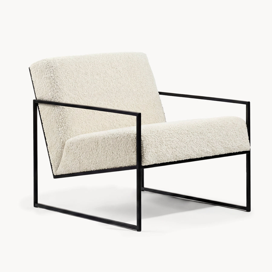 Sessel Kent – Gestell Schwarz – Ivory Bouclé