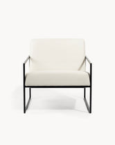 Armchair Kent – Black Frame – Ivory Leather Cushion