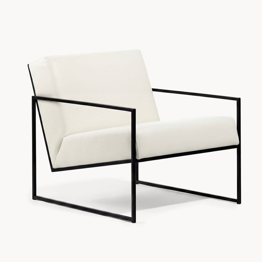 Fauteuil Kent – Piètement noir – Cuir Ivory