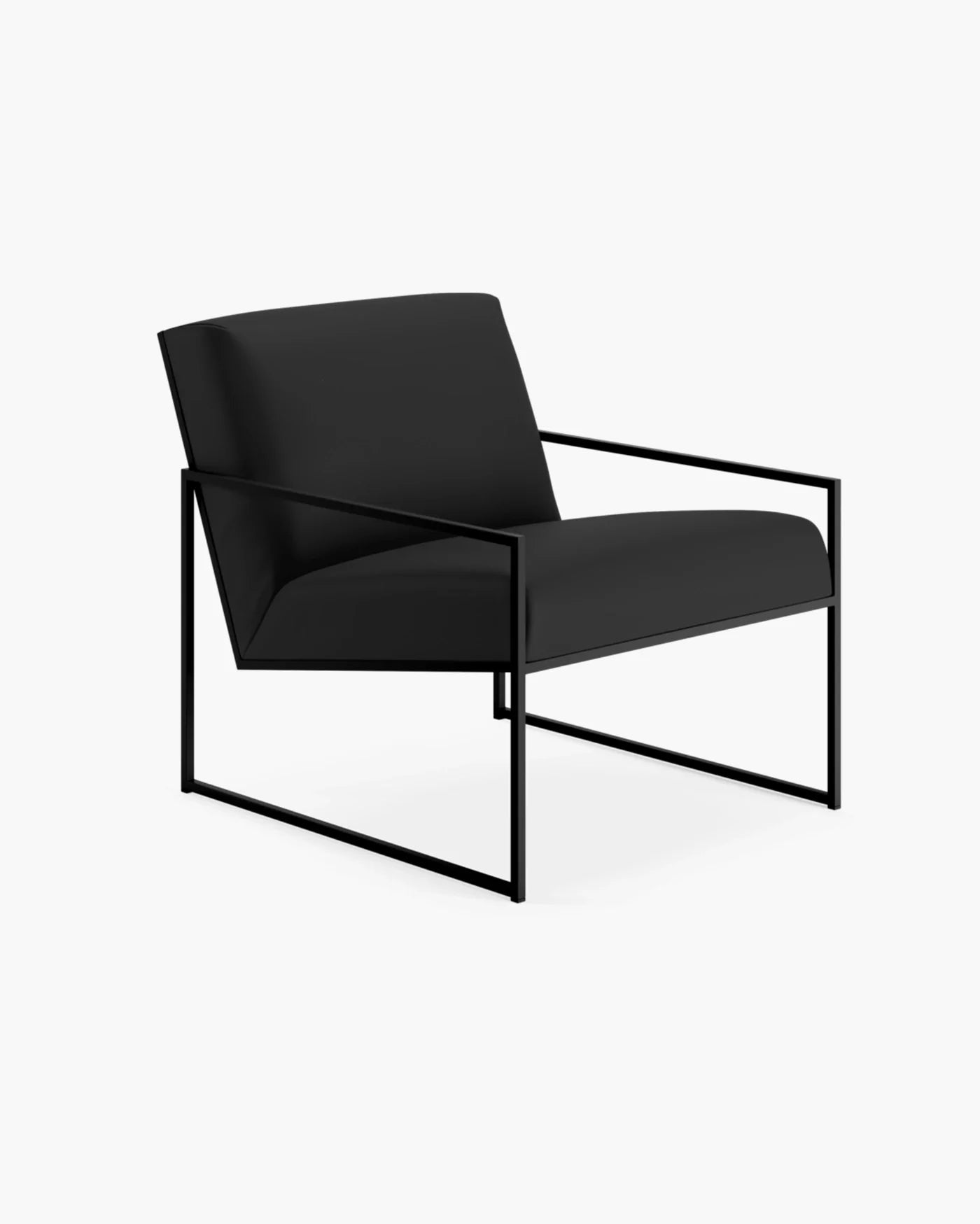 Kent Armchair featuring sleek Scandinavian design with a black cushion and minimalist black frame, perfect for modern living.