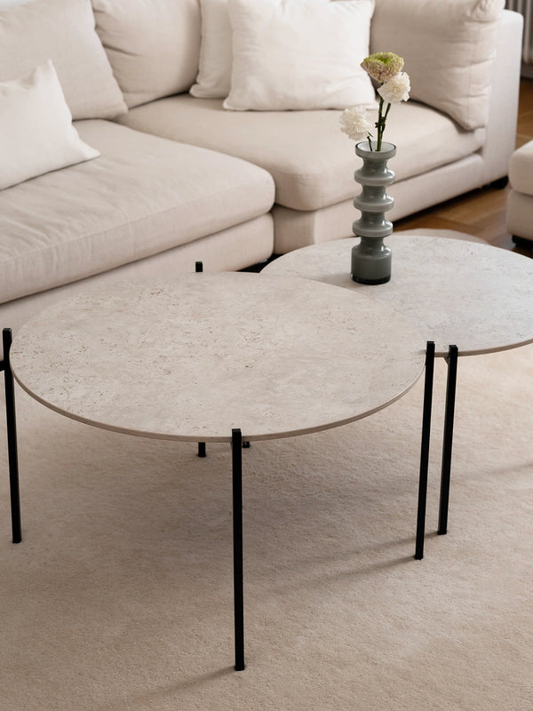 Rundes Couchtisch-Set Leo Medium – beiger Stein